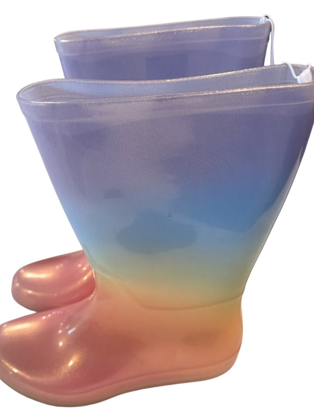 Cat & Jack Rainbow Rain Boots Girls Size 4 Waterproof NWT Ombre - Picture 2 of 3
